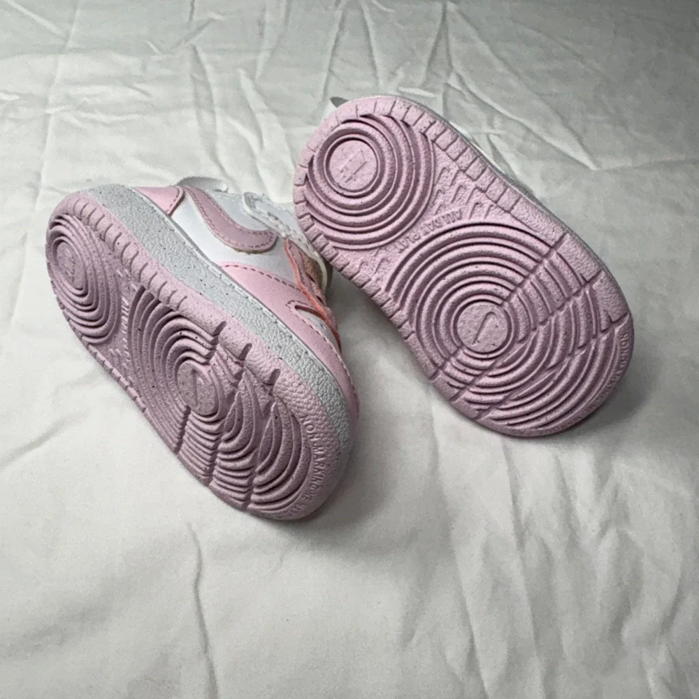 Nike Court Borough Low 2 White Pink Iridescent Toddler Shoes DV5458-105 Size 2C